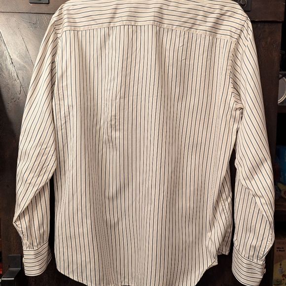 BUGATCHI Men's Cotton Button Down Shirt/L Brown, Light Pink, White Striped - Picture 2 of 8